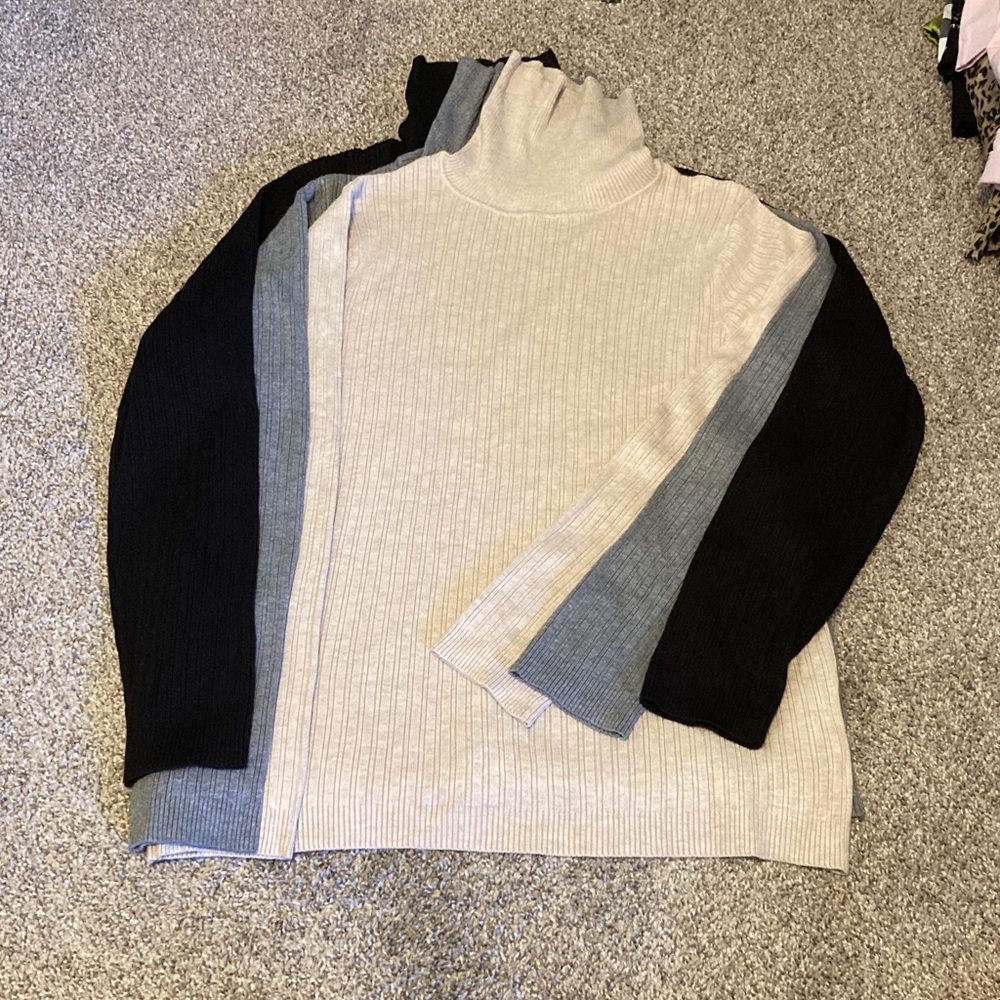 George Ribbed Knit Sweater in Cream, grey and black. Women’s set of 3, NWOT - Picture 1 of 5
